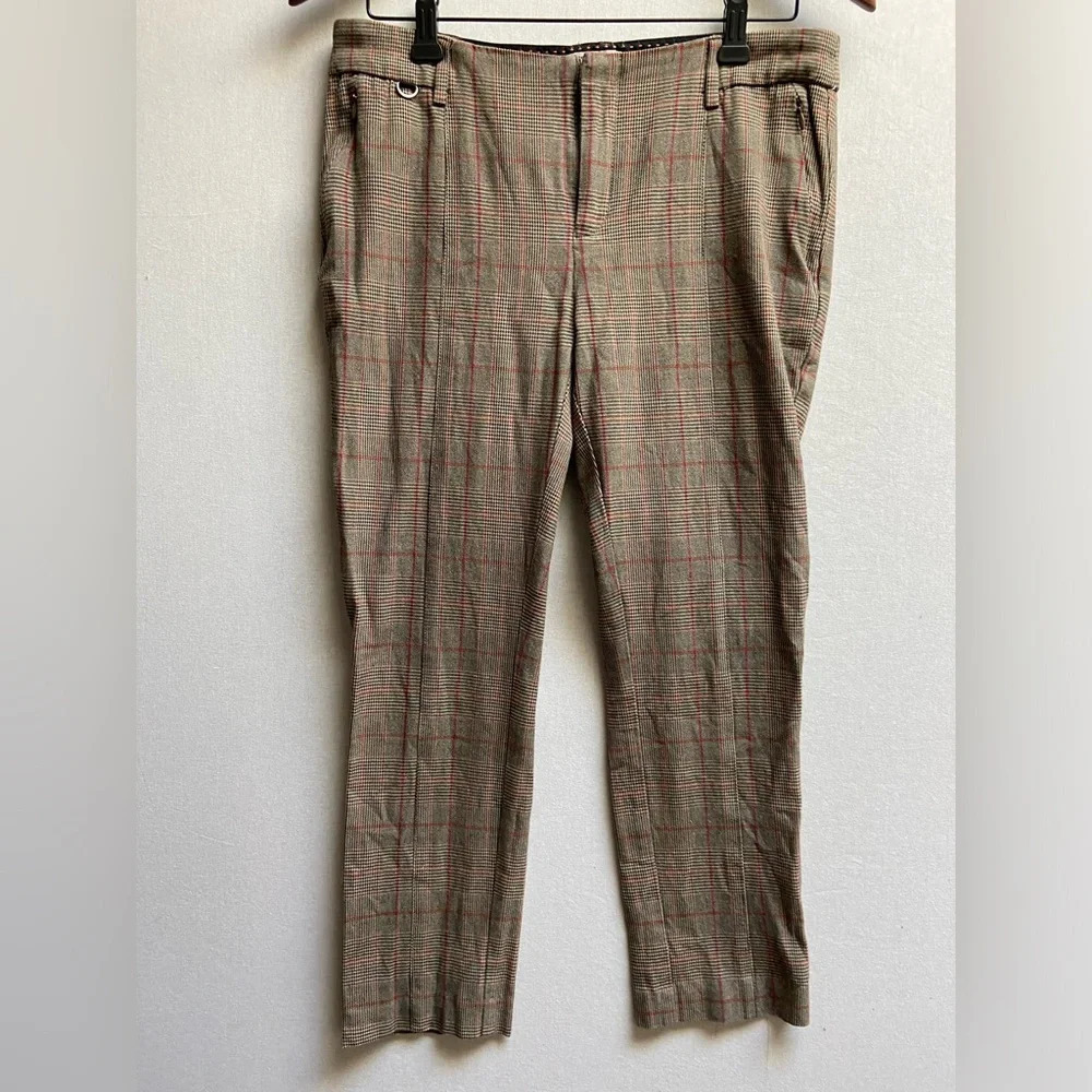Anthropologie Houndstooth Grid Plaid taper trouser pants  Sz 8